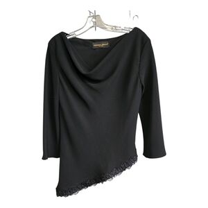 Donna Ricco Black Asymmetrical Top And Matching Skirt, Size 14.